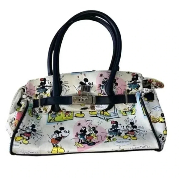 Vintage Disney Handbag Purse Retro White Minnie Mickey Mouse Comics h2 - Picture 1 of 4